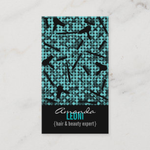Coole Aquamarine Glam Hair Salon Vertical Business Visitenkarte