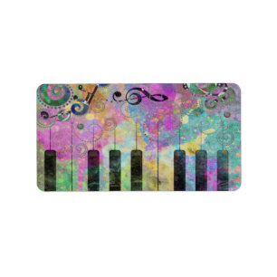 Coole Aquarellfarben Spritzer Farbiges Klavier Adressaufkleber