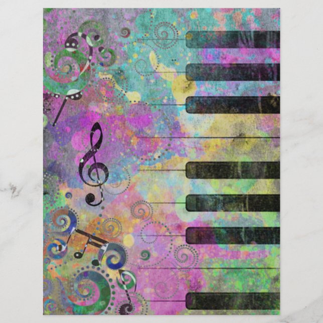 Coole Aquarellfarben Spritzer Farbiges Klavier Flyer (Vorne)