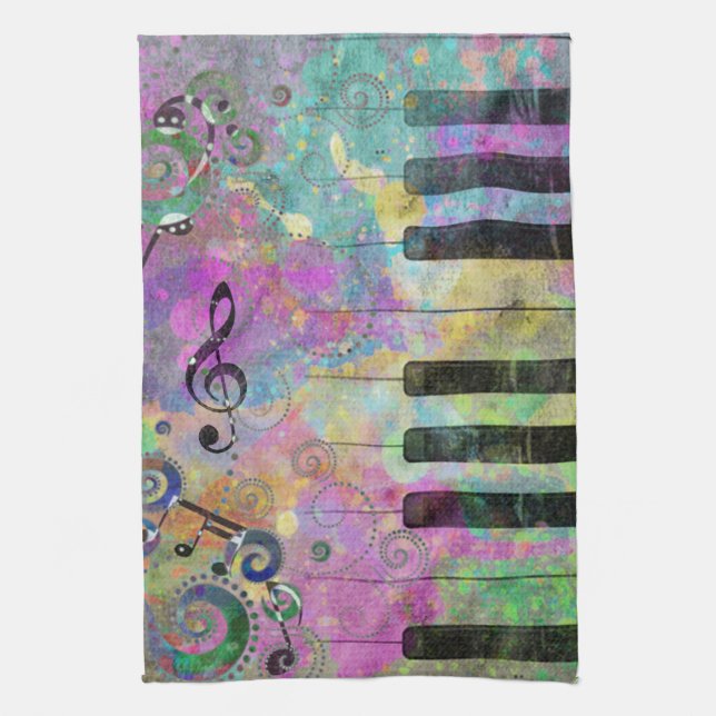 Coole Aquarellfarben Spritzer Farbiges Klavier Handtuch (Vertikal)