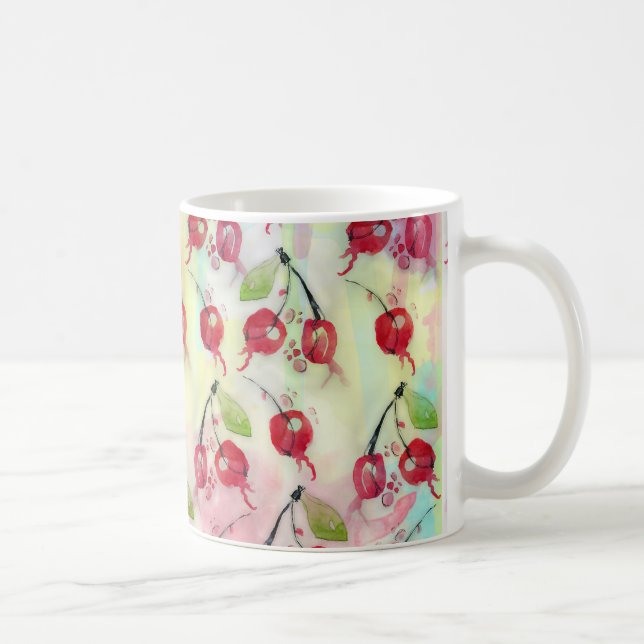 Coole Aquarellkirschen Kaffeetasse (Rechts)