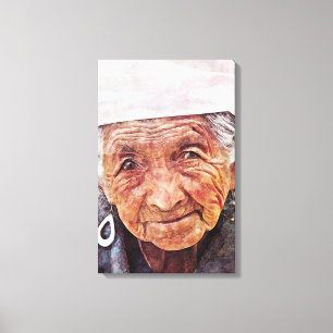 coole Aquarellmalerei der alten Frau Leinwanddruck