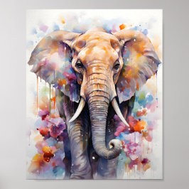 Coole Aquarellmalerei Wilder Elefant Poster