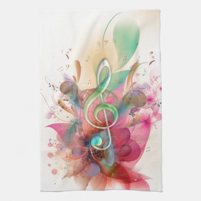Coole Aquarelltöne Musiknoten Wirbel Handtuch (Vertikal)