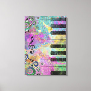 Coole Aquarelltöne Spritzer farbiges Klavier Leinwanddruck