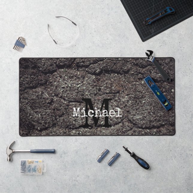 Coole Asphaltdeckenlinien Monogram Schreibtischunterlage (Arbeitsplatz)