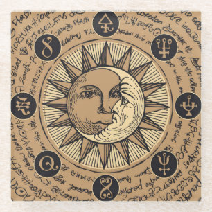 Coole Astrologie Muster mit Sonne und Mond Glasuntersetzer