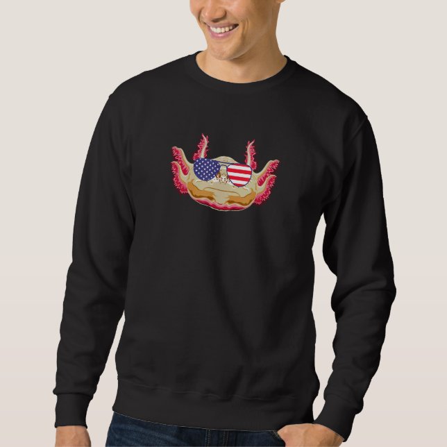 Coole Axolotl Tragen der US-Flagge Sonnenbrille Us Sweatshirt (Vorderseite)