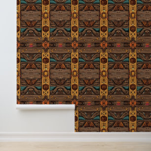 coole Aztec Western Imitate aus Holz Tapete