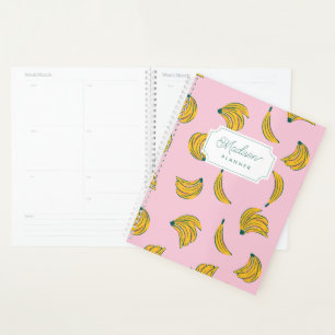 Coole Bananen in rosa mit Monogramm Planer