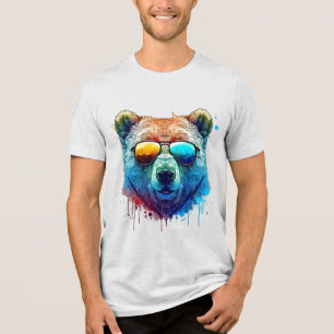 Coole Bären-Sonnenbrille Grafik T-Shirt Tri-Blend Shirt