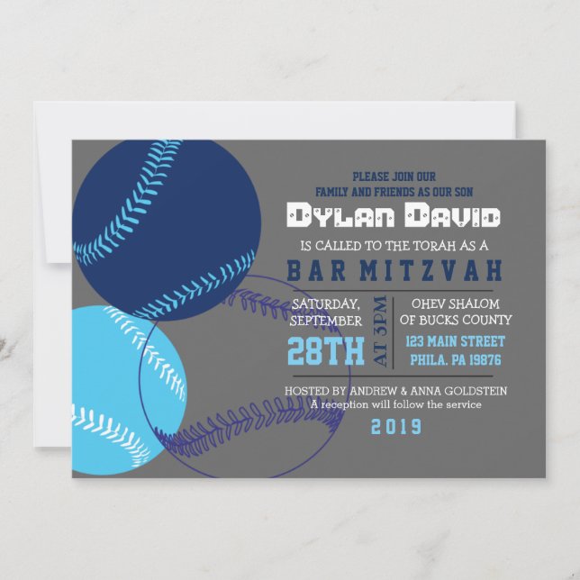 COOLE BASEBALL Bar Mitzvah Einladung (Vorderseite)