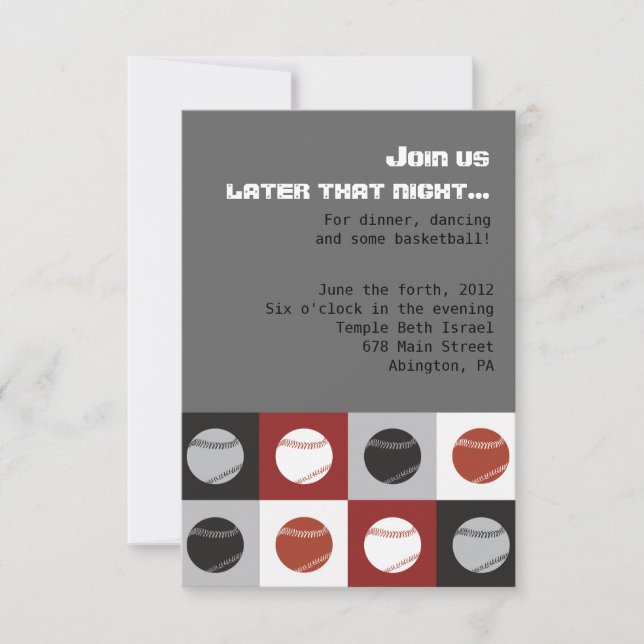 COOLE BASEBALL Bar-Schläger Mitzvah Party-Karte Einladung (Vorderseite)