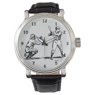 Coole Baseball-Batter- und Catcher-Batch-Sketch Armbanduhr