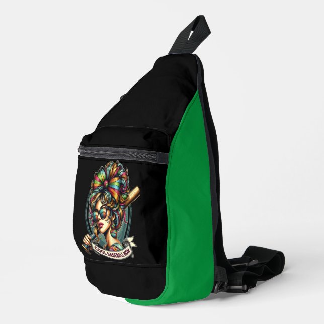 Coole Baseball-Mama Wielding Baseball Bat Crossbody Bag (Rechte Ecke)