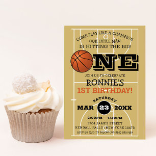 Coole Basketball-Kinder zum 1. Geburtstag Einladung
