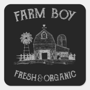 Coole Bauer Farmboy Frische Bio Landschaft Quadratischer Aufkleber
