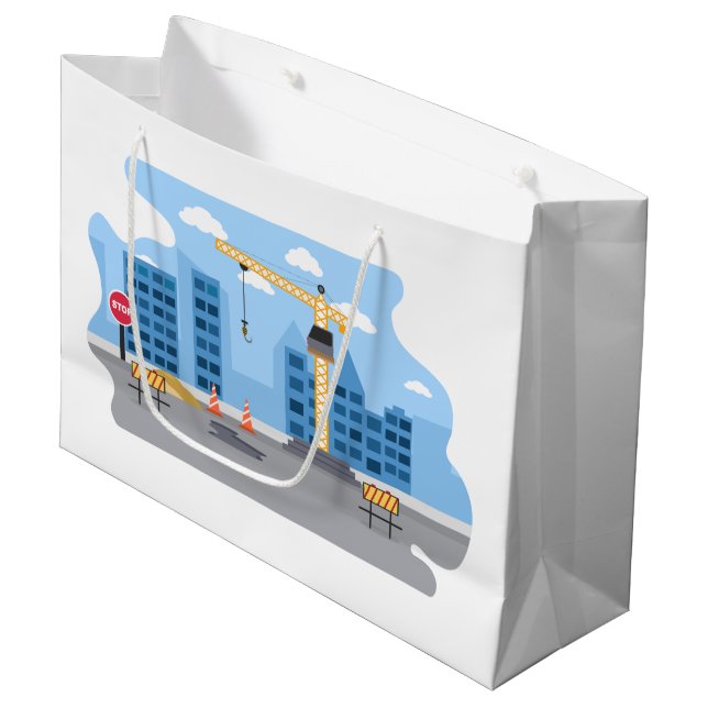coole Bauzone Party Große Geschenktasche Geschenktüte (Vorderseite Schrägansicht)