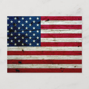 Coole beängstigende amerikanische Fahne Wood Rusti Postkarte