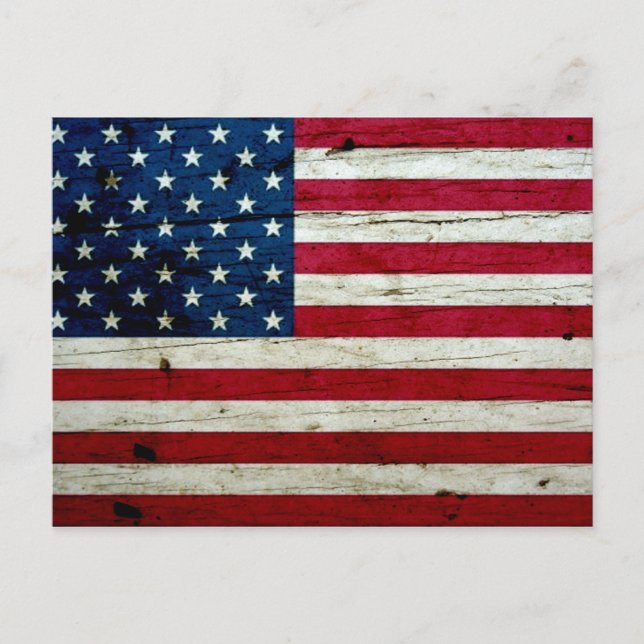 Coole beängstigende amerikanische Fahne Wood Rusti Postkarte (Vorderseite)