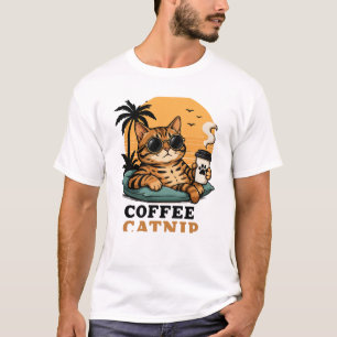 Coole Bengal-Katze Kaffee und Katzenminze Retro-So T-Shirt