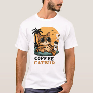 Coole Bengal-Katze Kaffee und Katzenminze Retro-So T-Shirt
