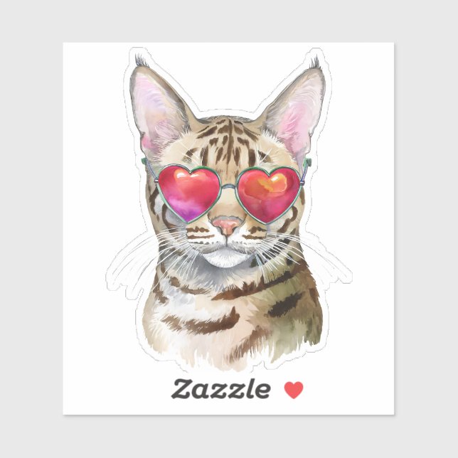 Coole Bengalische Katze in Herzschaden Aufkleber (Blatt)
