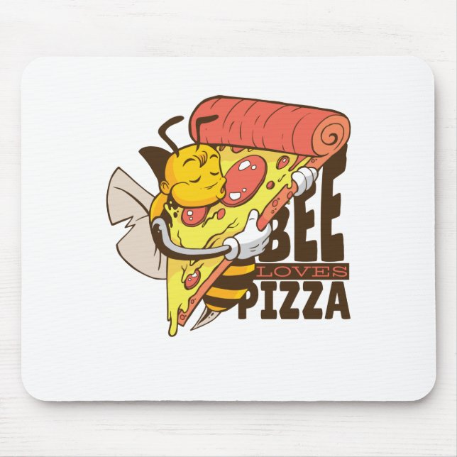 Coole Bienen Lieben Pizza Puns Mousepad (Vorne)