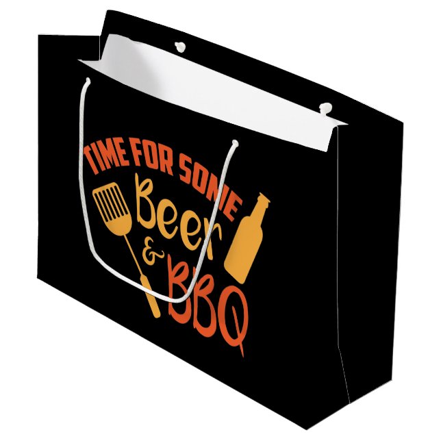 coole Bierkunst Grillen Große Geschenktüte (Vorderseite Schrägansicht)