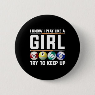 Coole Billard Kunst für Frauen Girl Pool Player 8 Button