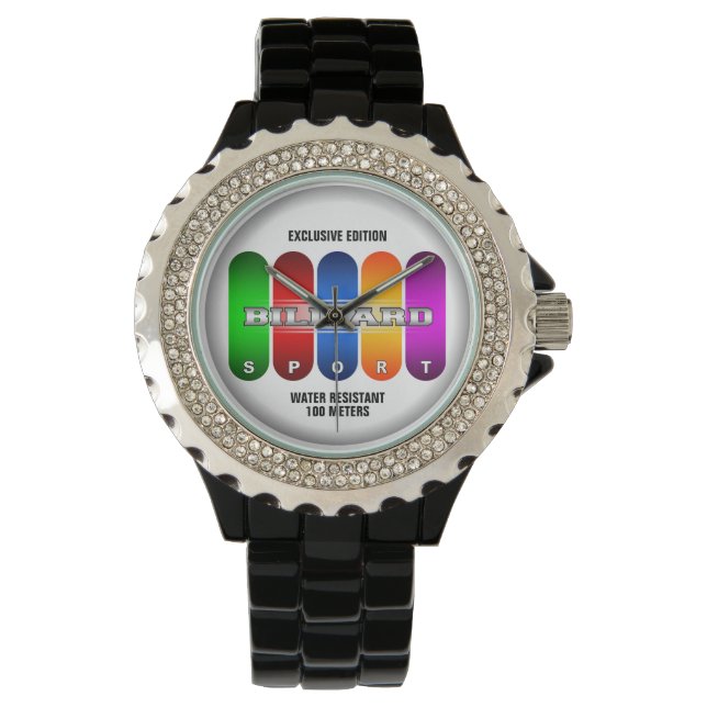 Coole Billard-Sportuhr (mehrere Modelle) Armbanduhr (Vorderseite)