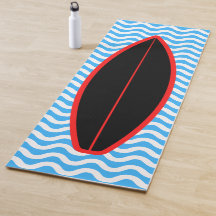 Coole Black Blue Waves Surfen Yoga Mat