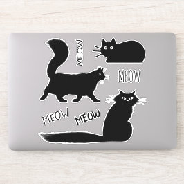 Coole Black Kitty Cats Meow Meow Vinyl Sticker Set