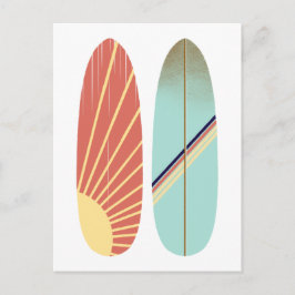 Coole Blau- und Rot-Surfboard-Illustration Postkarte