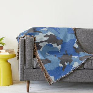 Coole blaue Camouflagegesponnene Decke
