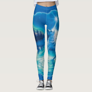 Coole blaue Fantasieunicorn-Spritzpistolen-Kunst Leggings