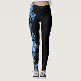coole blaue Herzen Muster Mode Blau Frauen schwarz Leggings