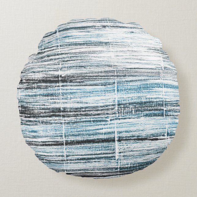 Coole blaue Kunst Rundes Kissen (Vorderseite)