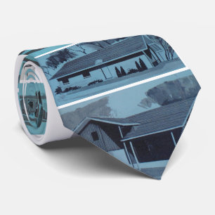 Coole blaue Neuheit Retro Moderne Häuser Krawatte
