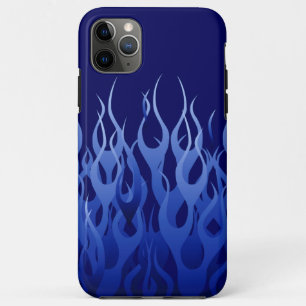 Coole blaue Racing Flames Button Streifen iPhone 11 Pro Max Hülle
