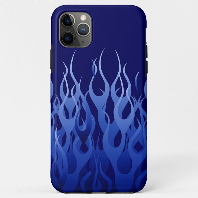 Coole blaue Racing Flames Button Streifen Case-Mate iPhone Hülle (Rückseite)