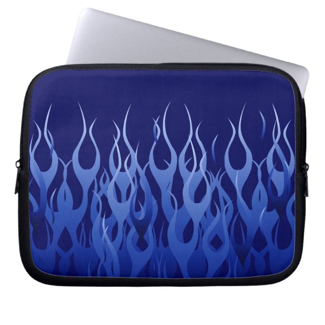 Coole blaue Racing Flames Button Streifen Laptopschutzhülle (Vorderseite)