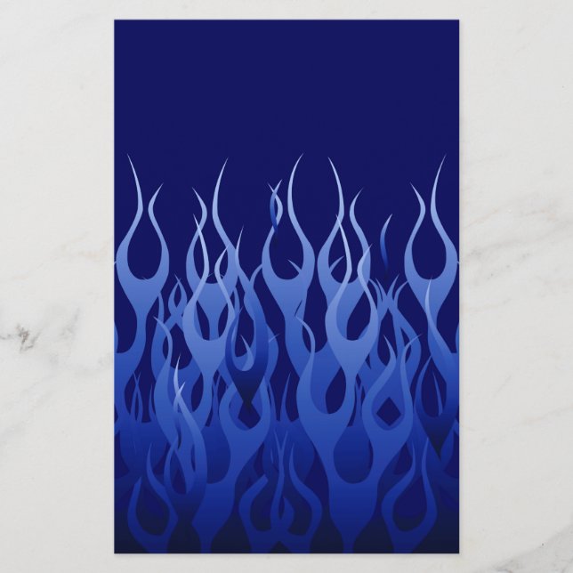 Coole blaue Racing-Flammen Briefpapier (Vorderseite)
