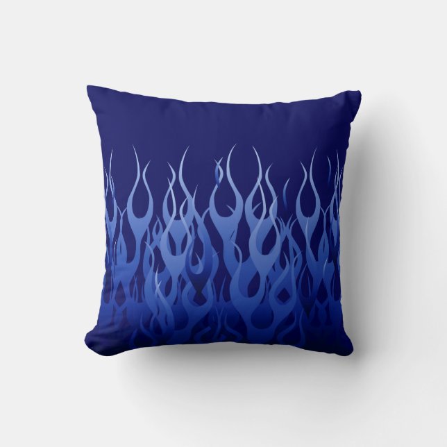 Coole blaue Racing-Flammen Kissen (Vorderseite)