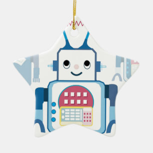 Coole blaue Roboter-Geschenk-Neuheiten Keramikornament