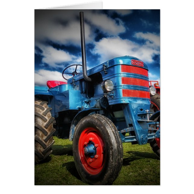Coole blaue rote antike Traktorengeschenke für Bau (Vorne)