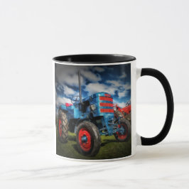 Coole blaue rote antike Traktorengeschenke für Bau Tasse