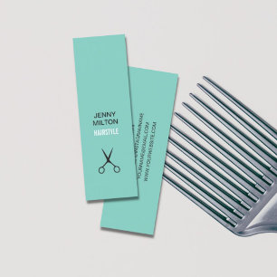 Coole Blaue Schere Friseurstylistin Mini Visitenkarte