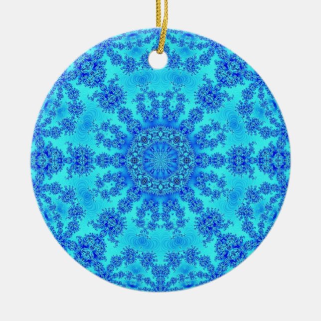 Coole blaue Schneeflocke Keramikornament (Vorne)
