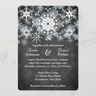 Coole blaue Snowy-Tafel-Art-Hochzeit laden ein Einladung